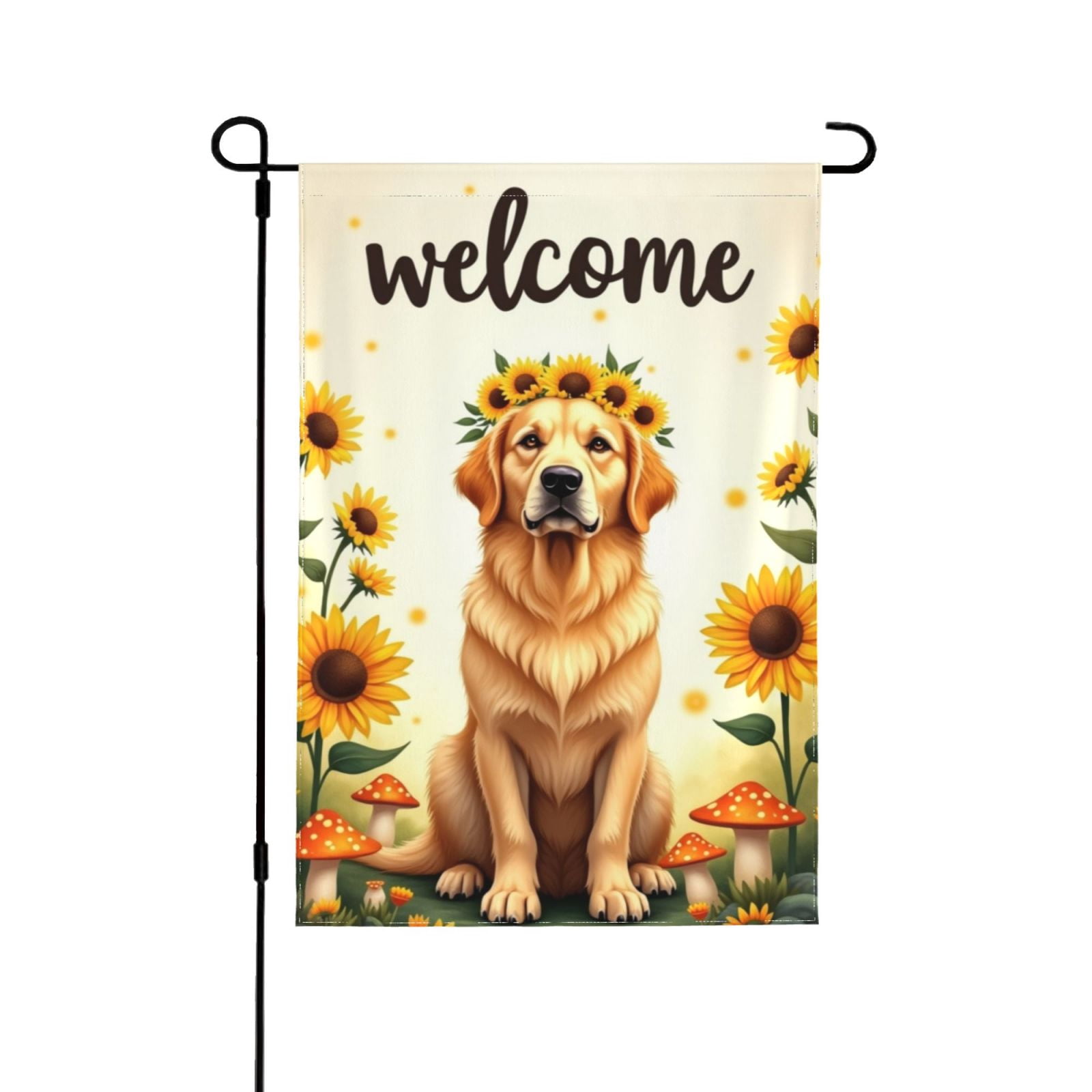 Gartenflagge Golden Retriever Mit Blumen – 30,5 X 45,7 Cm, Doppelseitig, Wetterfest