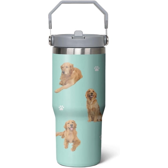 Golden Retriever Gift for Golden Retriever Owner,30 oz Golden Retriever Tumbler Stainless Steel Insulated with Handle (Golden Retriever-Seaform, 30 oz)