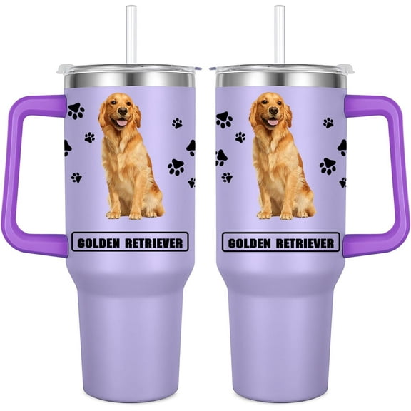 Golden Retriever Gift for Dog Owner,40oz Golden Retriever Tumbler with Handle Insulated Reusable Stainless Steel Travel Water Bottle (Color 2)