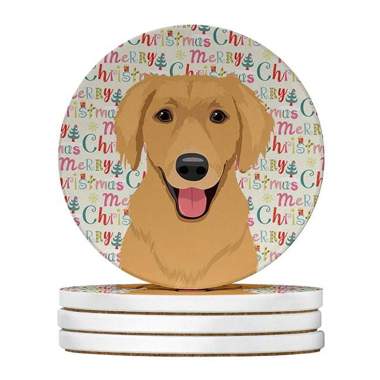 Golden Retriever Gold #2 Christmas Large Sandstone Coasters Pack of 4 4 in x 4 in