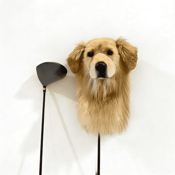 Golden Retriever Golf Club Headcover, Dog Golf Driver & Woods Club Cover, Golden Dog Golf Head Cover