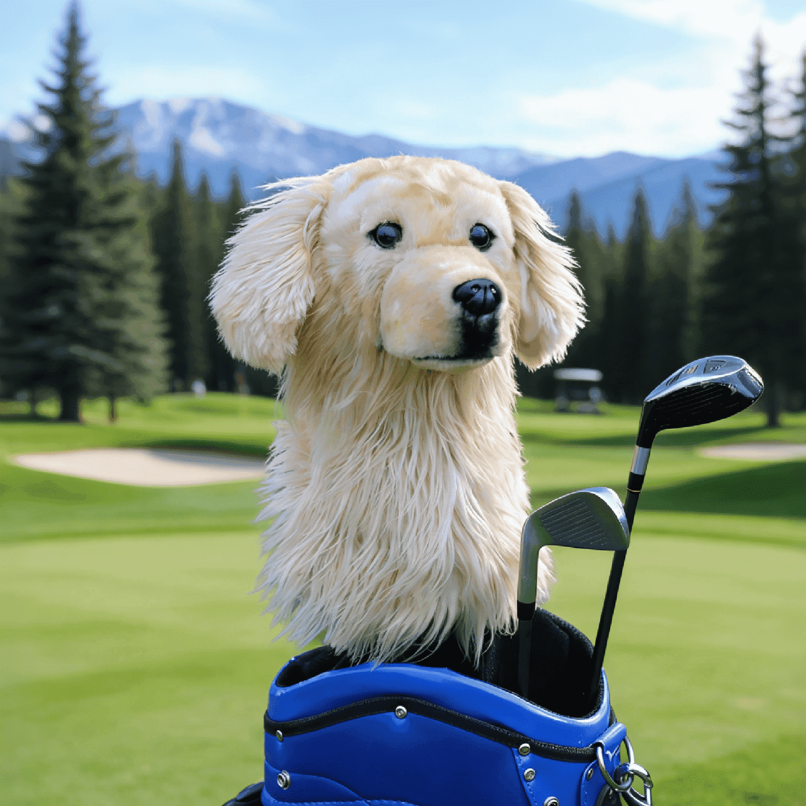 Golden Retriever Golf Club Headcover, Dog Golf Driver & Woods Club Cover, Golden Dog Golf Head Cover