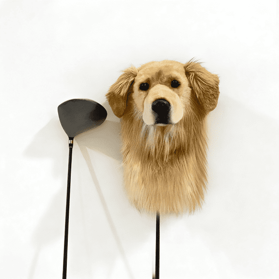 Golden Retriever Golf Club Headcover, Dog Golf Driver & Woods Club Cover, Golden Dog Golf Head Cover