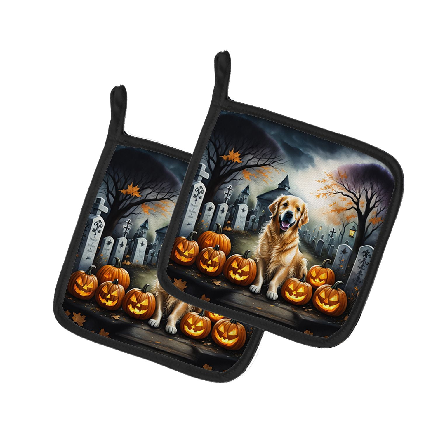 Golden Retriever Halloween Pot Holders 7.5x7.5 Inch with Breed Specific Artwork