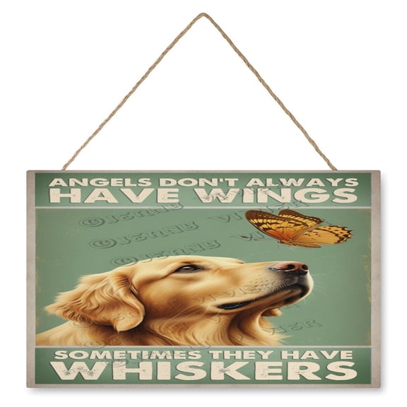 Golden Retriever Hanging Wood Sign Home Decorative, Pet Door Sign Plaque, Dog Wall Sign, Wood Board with Hanging String for Home Decor, Golden Retriever Lovers Gifts 10x16 inches