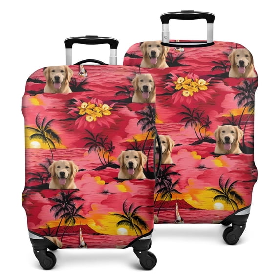 Golden Retriever Hawaiian Luggage Cover Fashion Suitcase Cover Baggage Covers Fit 25-28 Inch Luggage (Go Travel)