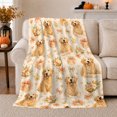 thumbnail image 1 of Golden Retriever Heart Bouquet Illustrative Pattern, Cozy Pet Portrait Pattern, Warm Flannel Blanket for Living Room and Bedroom, Dog Lovers Pet Adoption Gift, Pet Lover Home Decor, 1 of 8