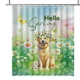 thumbnail image 1 of Golden Retriever Hello Spring Time Flower Floral Nature Shower Curtain Goldens Dog Lover Gifts Idea Waterproof Bathroom Bathtub Curtain - 02031, 1 of 5