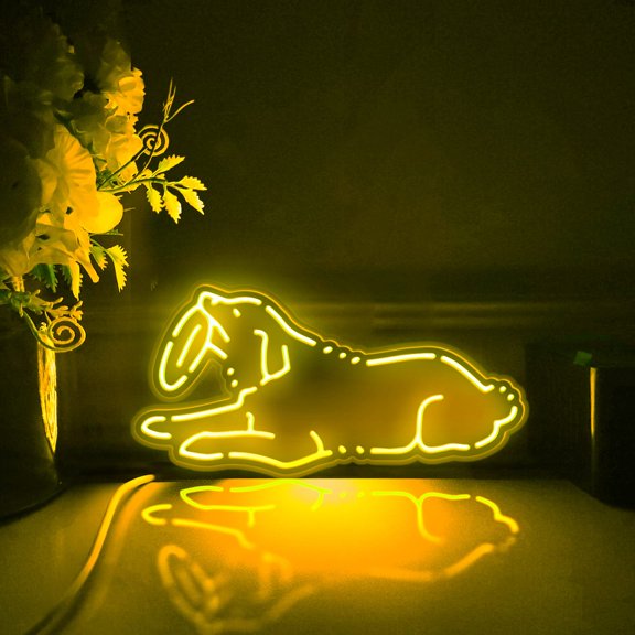 Golden Retriever Holding A Frisbee Led Light Box, Dimmable Neon-Like Light Signs USB Power for Wall Decor Bedroom Decoration, RGB Light (WxH) 15"x7"