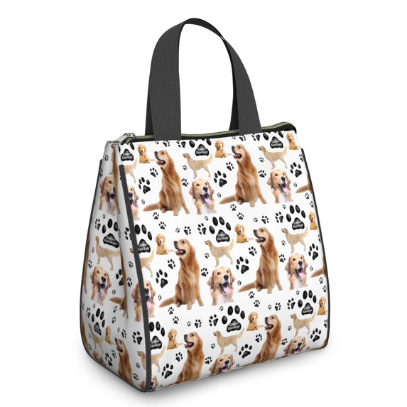 Golden Retriever Insulated Lunch Bag for Women & Adults,Large Portable Soft Cooler Lunch Bag,Thermal Food Storage Tote with Pearl Cotton,8.66L,8.75x5.75x9.5 Inch