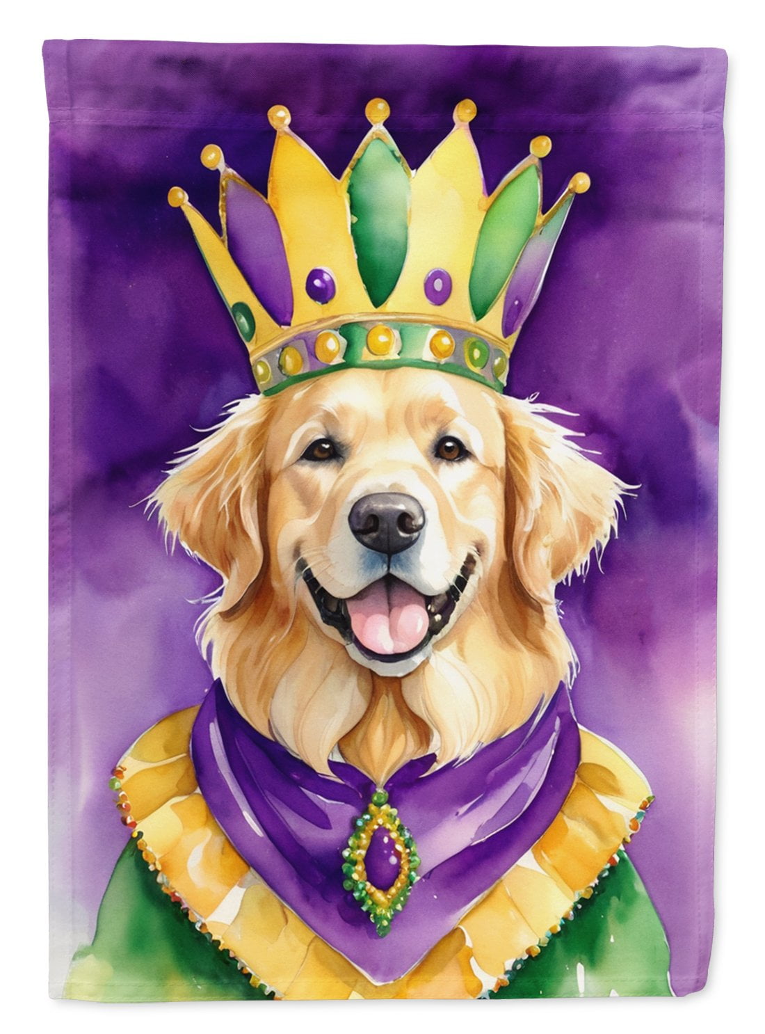 Golden Retriever King of Mardi Gras Garden Flag 11.25 in x 15.5 in