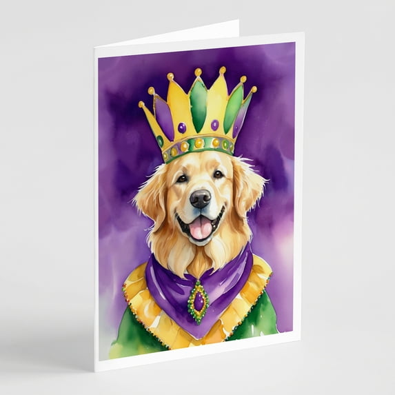 Golden Retriever King of Mardi Gras Greeting Cards Pack of 8 7 in x 5 in