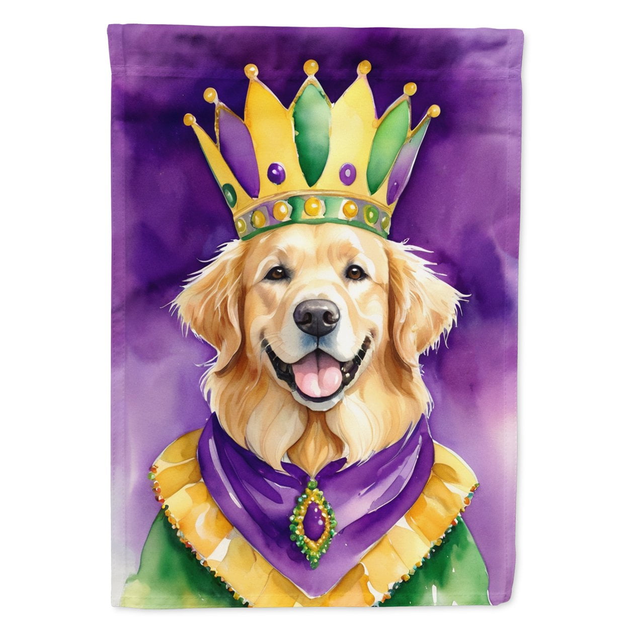 Golden Retriever King of Mardi Gras House Flag 28 in x 40 in