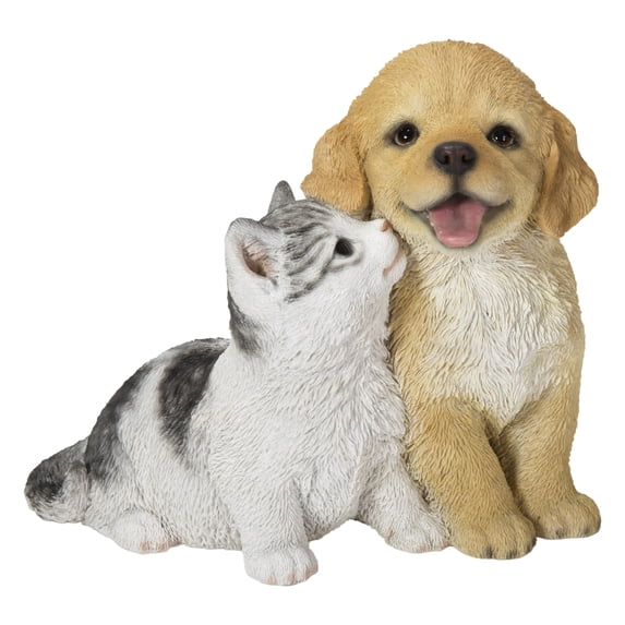 Golden Retriever & Kitten - Ultra Realistic Garden Statue