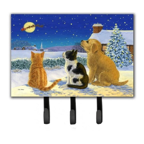 Golden Retriever & Kittens Watching Santa Leash or Key Holder