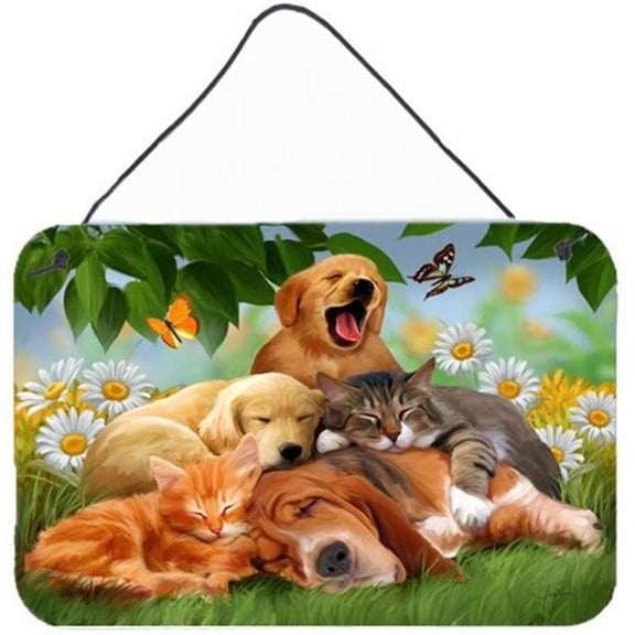 Golden Retriever- Labrador And Basset Hound Sleepy Heads Wall and Door Hanging Prints