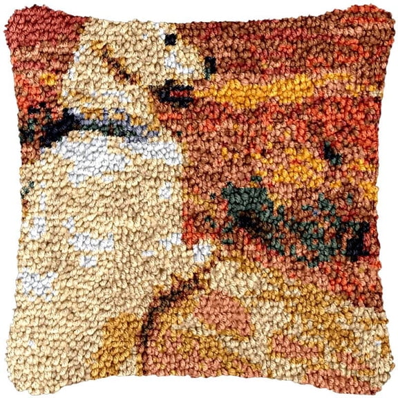 Golden Retriever Latch Hook Kits Pillow DIY Rug Cushion Making Kits with preprinted Pattern Canvas Instruction Yarns and Latch Hooking Pillow Cover Easy to Start DIY Home Decor Kits 43x43cm