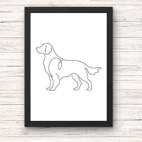 Golden Retriever Line Art Wall Art Minimalist Dog Print One Line Drawing Modern Pet Decor Dog Lover Gift, Unframed Paper Print