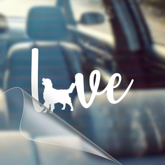 Golden Retriever Love - Pet Dog Car Vinyl Decal Bumper Sticker for Car, Truck, Wall, Window, Vehicle, Weather Resistant, Gift, Dog Parents, Dog Lovers, Dog Gifts, Dog Owners