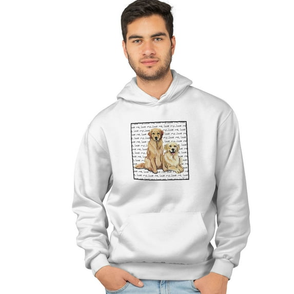 Golden Retriever Love Text Pair - Adult Unisex Hoodie Sweatshirt