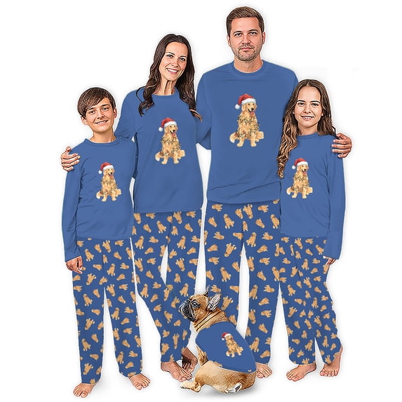 Golden Retriever Matching Christmas Pajamas Family And Dog, Two Side Pockets, Extended Sizes