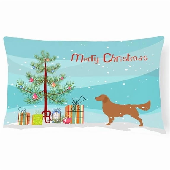 Golden Retriever Merry Christmas Tree Canvas Fabric Decorative Pillow