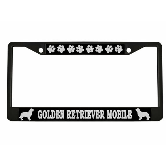 Golden Retriever Mobile Style Dog Metal License Plate Frame Personalized/Car Accessories Car Tag Holder Cover (Black/Black/Silver)