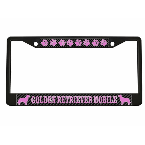 Golden Retriever Mobile Style Dog Metal License Plate Frame Personalized/Car Accessories Car Tag Holder Cover Carbon (Black/Carbon/Light Pink)