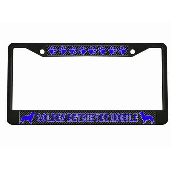 Golden Retriever Mobile Style Dog Metal License Plate Frame Personalized/Car Accessories Car Tag Holder Cover Carbon (Black/Carbon/Lime Blue)