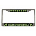 thumbnail image 1 of Golden Retriever Mobile Style Dog Metal License Plate Frame Personalized/Car Accessories Car Tag Holder Cover (Chrome/Black/Lime Green), 1 of 2
