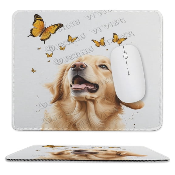 Golden Retriever Mouse Pad, Rectangle Personalized Computer Mouse Pads, Washable Mouse Mat, Gaming Office Home Non-Slip Rubber Base Mousepad 10"x12"