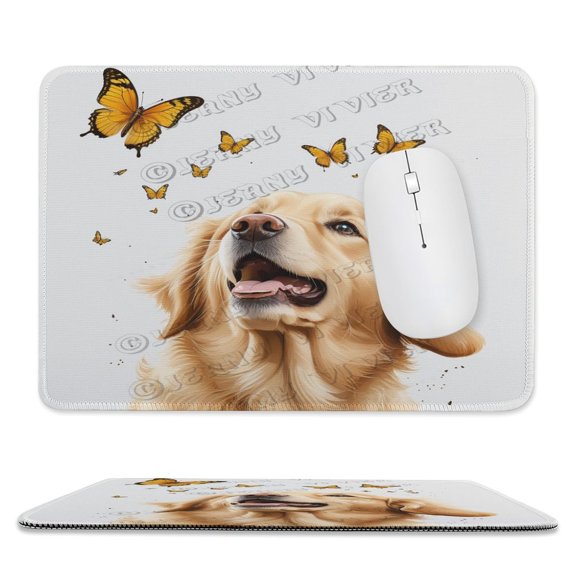 Golden Retriever Mouse Pad, Rectangle Personalized Computer Mouse Pads, Washable Mouse Mat, Gaming Office Home Non-Slip Rubber Base Mousepad 8"x10"