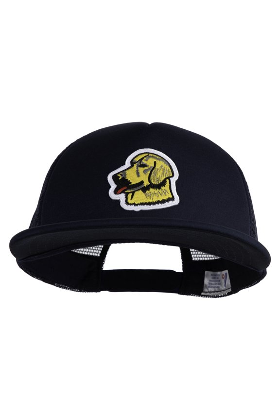 Golden Retriever Patched Flat Bill Trucker Snapback Cap - Navy OSFM