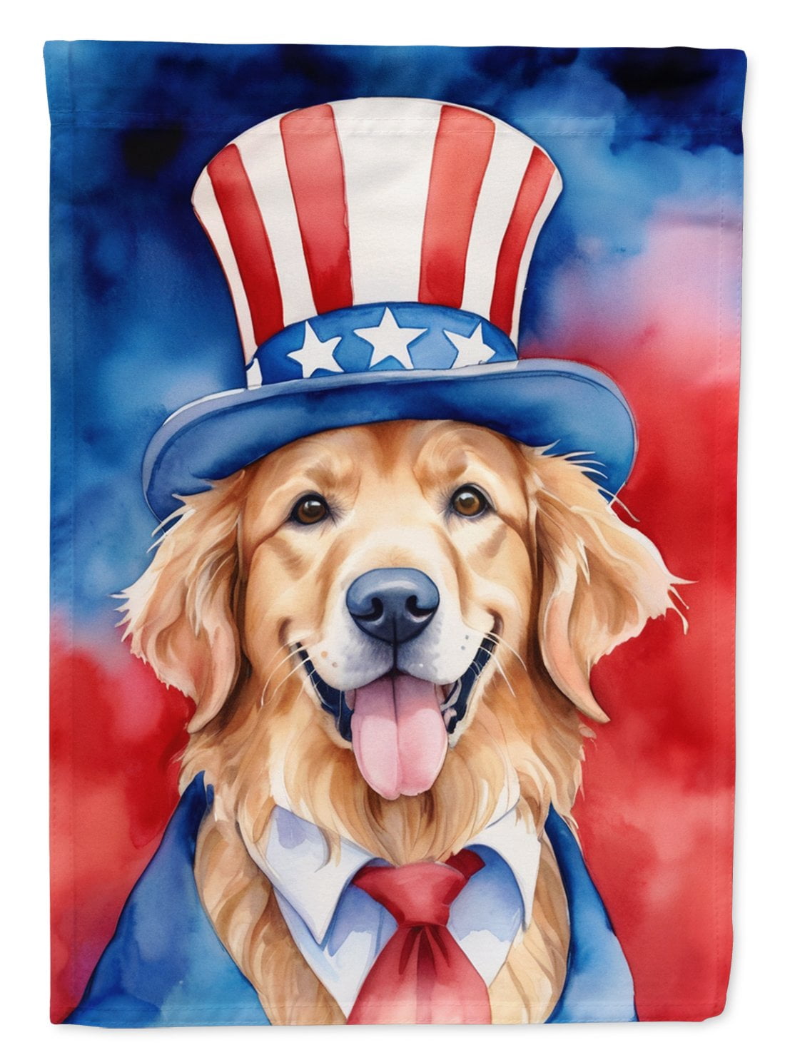 Golden Retriever Patriotic American House Flag 28 in x 40 in