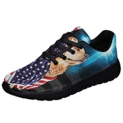 Golden Retriever Patriotic American flag Shoes Sneakers Black Size 13