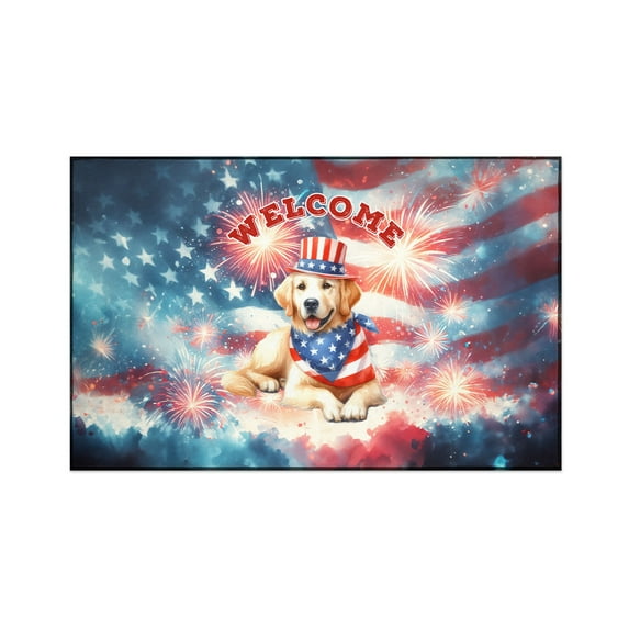 Golden Retriever Patriotic Welcome for 4Th of July Independence Day Indoor Rug Goldens Dog Lover Gifts Idea Carpet Living Bed Room Sofa Home Decor - 00010