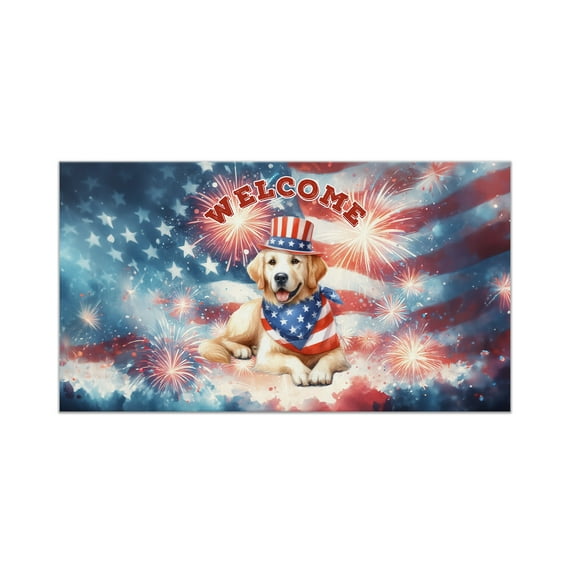 Golden Retriever Patriotic Welcome for 4Th of July Independence Day Doormat Goldens Dog Lover Gifts Idea Indoor Outdoor Welcome Mat - 00010