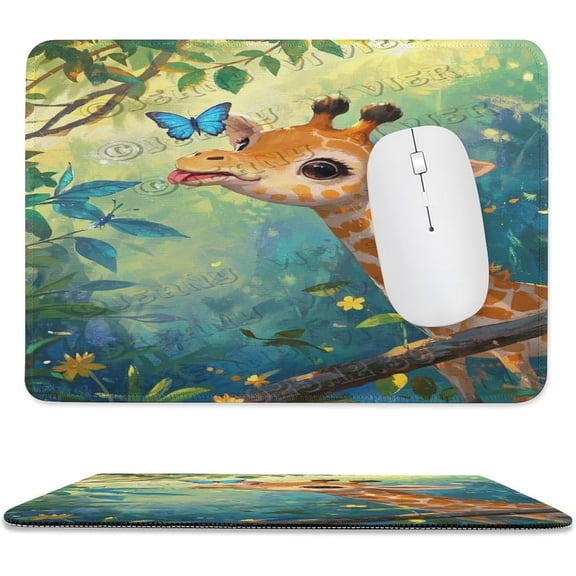 Golden Retriever Portrait Mouse Pad 8x10 in with Stitched Edge, Non-Slip Rubber Base Desk Mouse Pad, Golden Retriever Portrait Artwork for Computer Desk