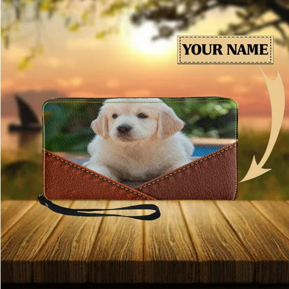Golden Retriever Print Long Wallet High Quality Ladies Fashion Wallet with Card Holder Multifunctional Leather Coin Purse