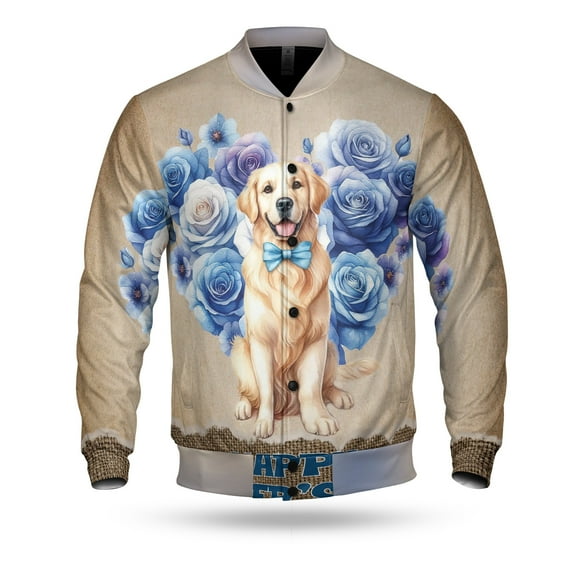 Golden Retriever Proud Dad Happy Father's Day All Over Print 3D Baseball Jacket Goldens Dog Lover Gifts Idea Bomber Jacket Softball - 02008