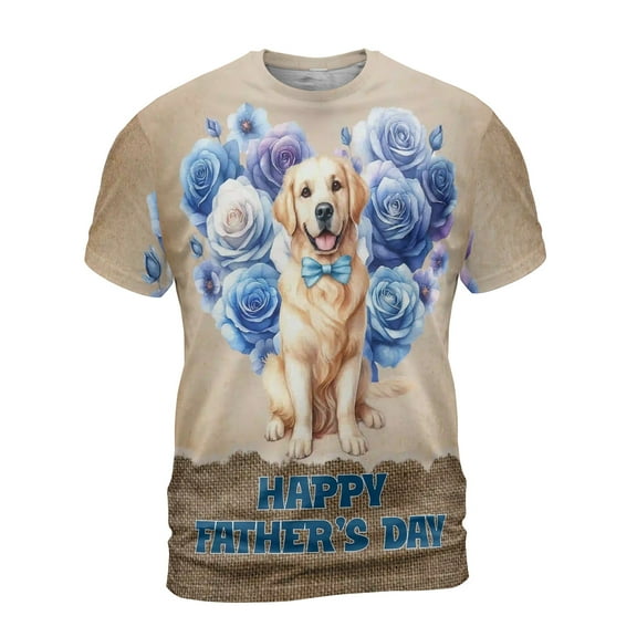 Golden Retriever Proud Dad Happy Father's Day All Over Print 3D Shirt Unisex Merch Goldens Dog Lover Gifts Idea - 02008