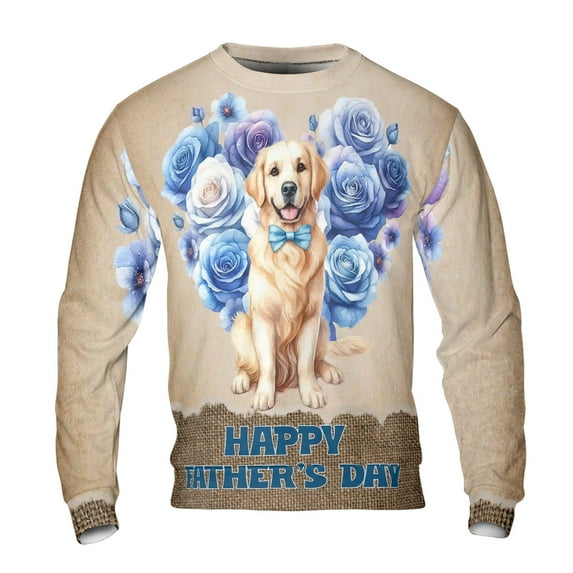 Golden Retriever Proud Dad Happy Father's Day All Over Print 3D Sweatshirt Unisex Merch Goldens Dog Lover Gifts Idea - 02008