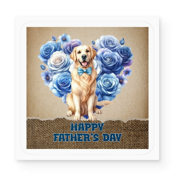 Golden Retriever Proud Dad Happy Father's Day Vinyl Sticker Goldens Dog Lover Gifts Idea Waterproof Decal Art Decor - 02008