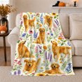 thumbnail image 1 of Golden Retriever Pumpkin Floral autumn celebration, Playful Pet Portrait Pattern, Warm Flannel Blanket for Living Room and Bedroom, Dog Lovers autumn celebration Gift, Pet Lover Home Decor, 1 of 9