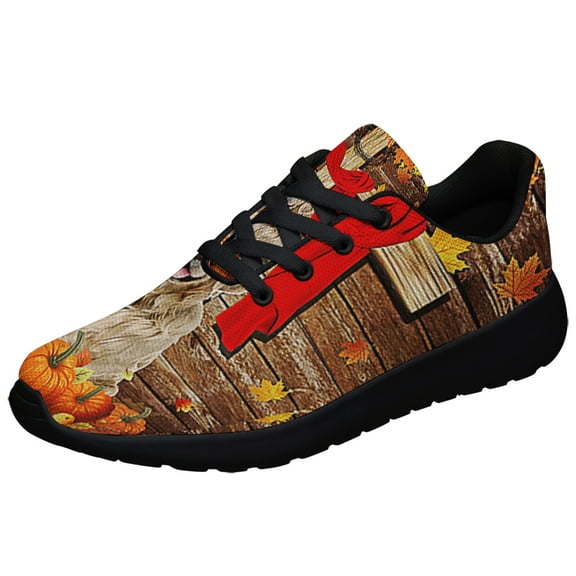 Golden Retriever Pumpkins Happy Fall Thanksgiving Shoes Sneakers Black Size 12