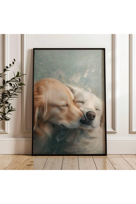 Golden Retriever Puppies Vintage Dog Illustration, Unframed Paper Print