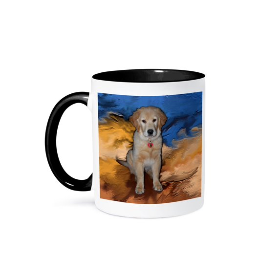 3dRose, Golden Retriever Puppy, 15oz Two-Tone Black Mug