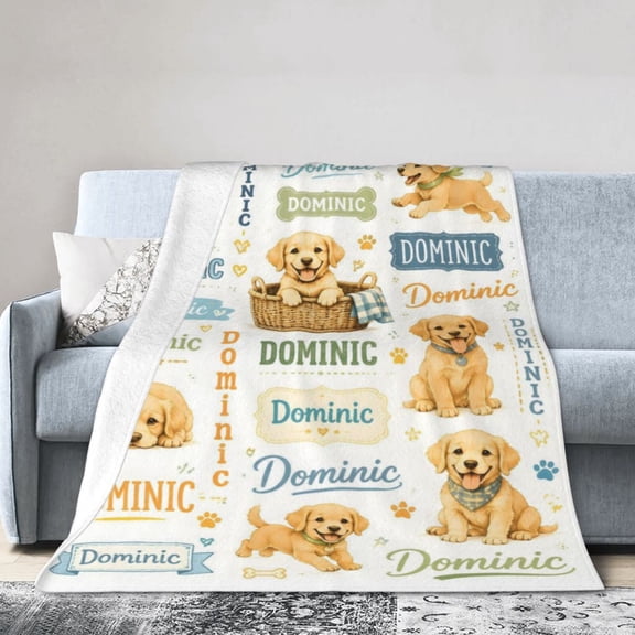 Golden Retriever Puppy Blanket Gift Throw Blanket Cute Dog Name Gift for Dog Lovers Decor 50x40