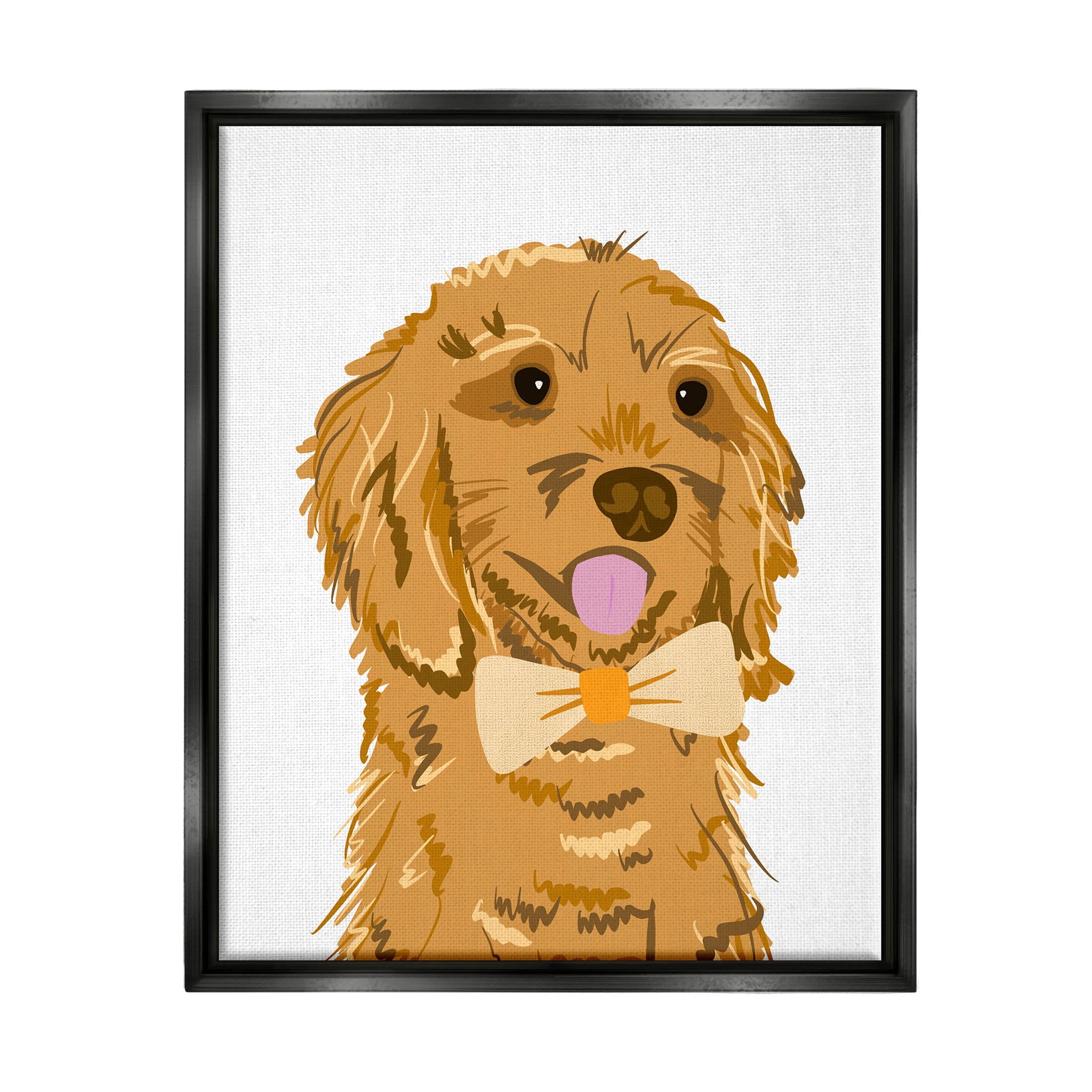 Golden Retriever Puppy Bowtie Pet Animals & Insects Graphic Art Jet Black Framed Art Print Wall Art