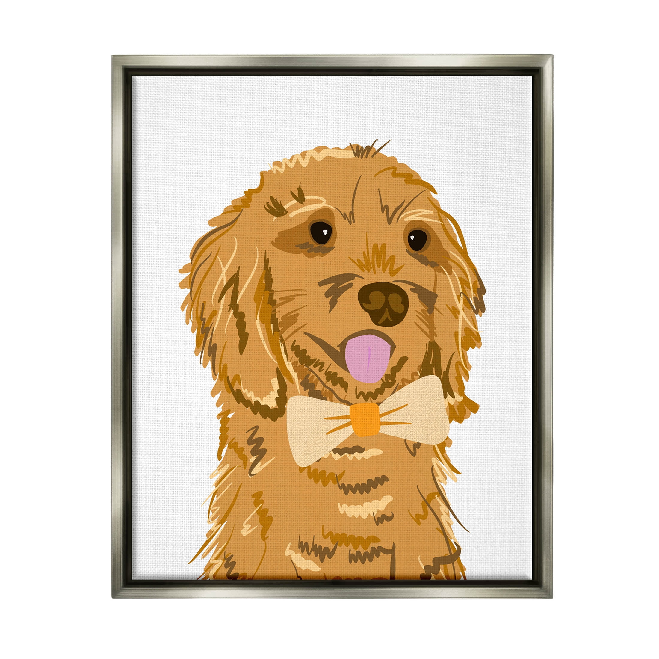 Golden Retriever Puppy Bowtie Pet Animals & Insects Graphic Art Luster Gray Framed Art Print Wall Art